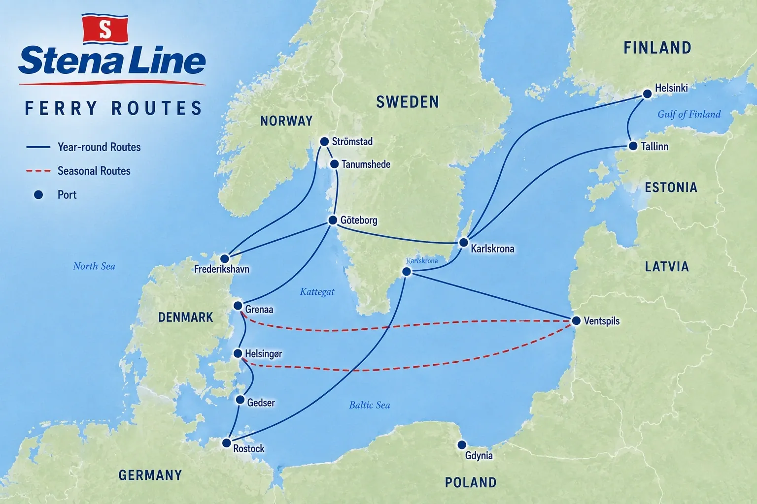 Ilustrowana mapa tras: Stena Line